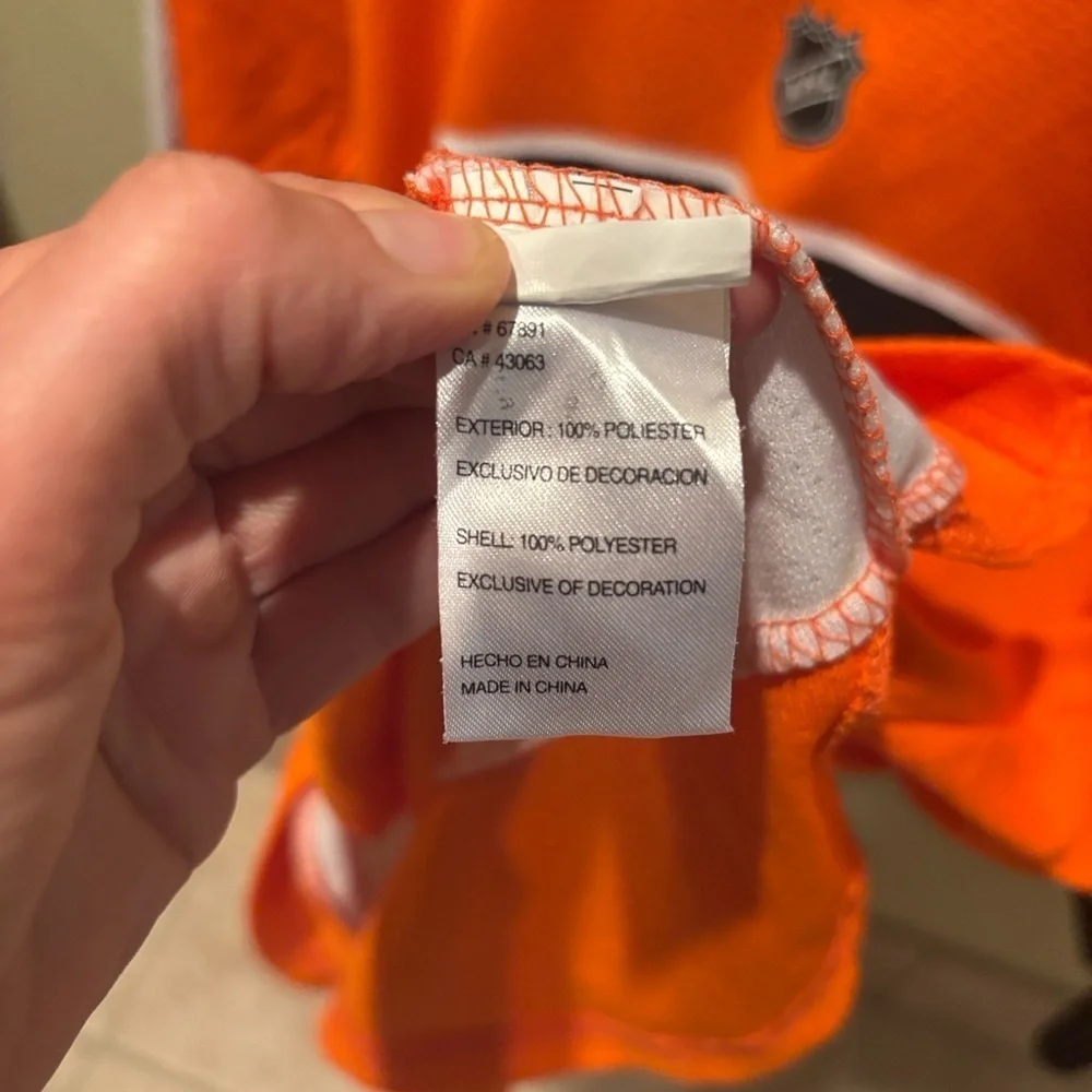 Giroux Orange and White Reebok Hockey Jersey